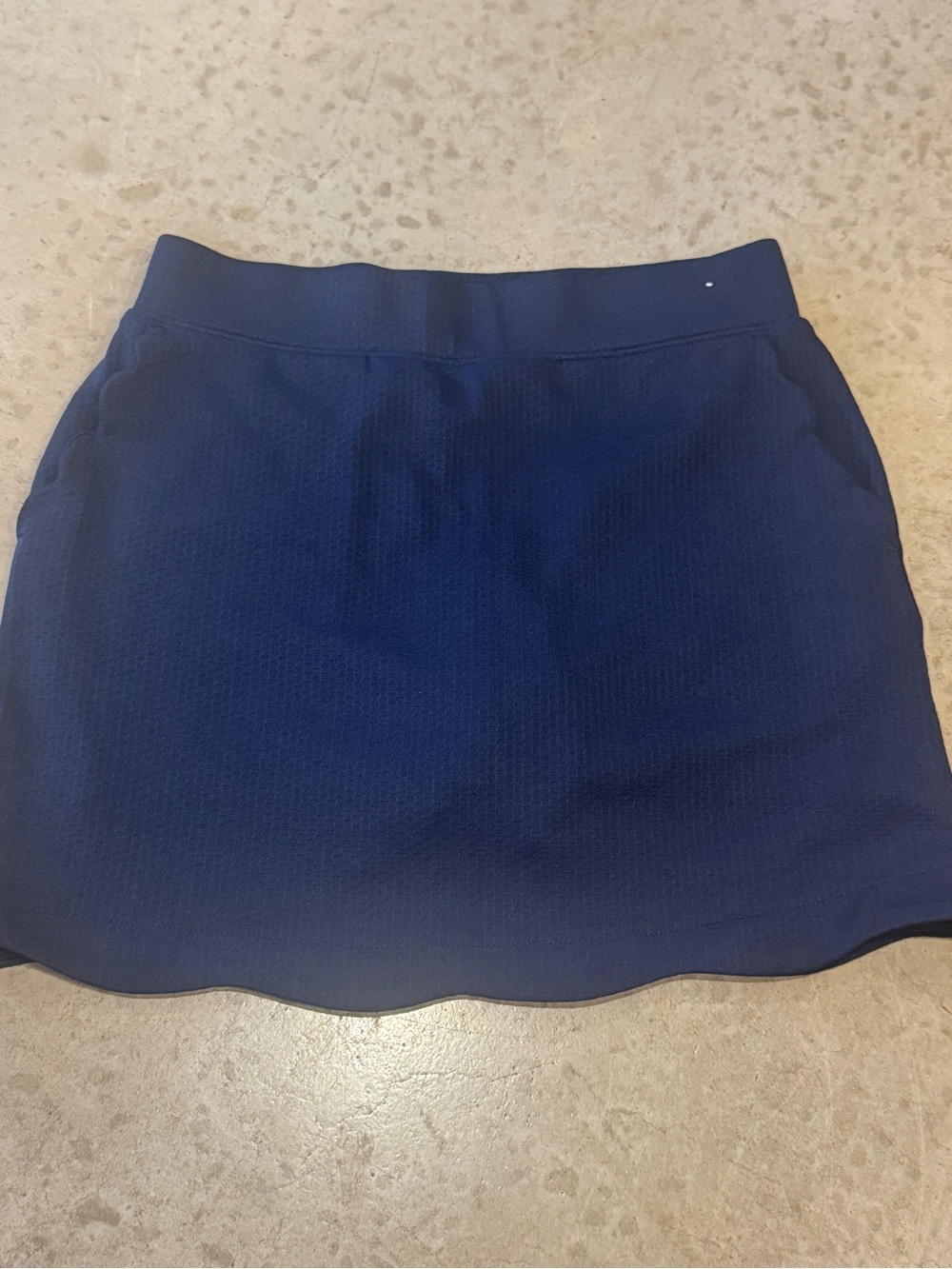 Pebble Beach Navy Scalloped Hem Mini Skirt